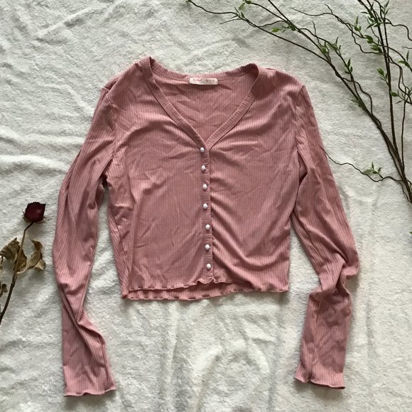 Romwe Cropped Light Pink Shirt - Picture 1 of 2